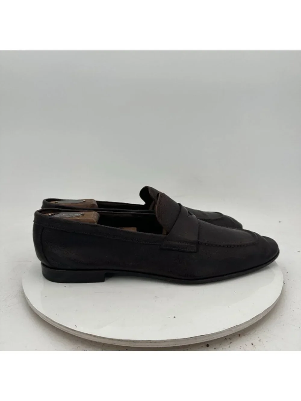 Giorgio Armani Men Size 9 Black Textured Leather Penny Loafer Dress Shoes